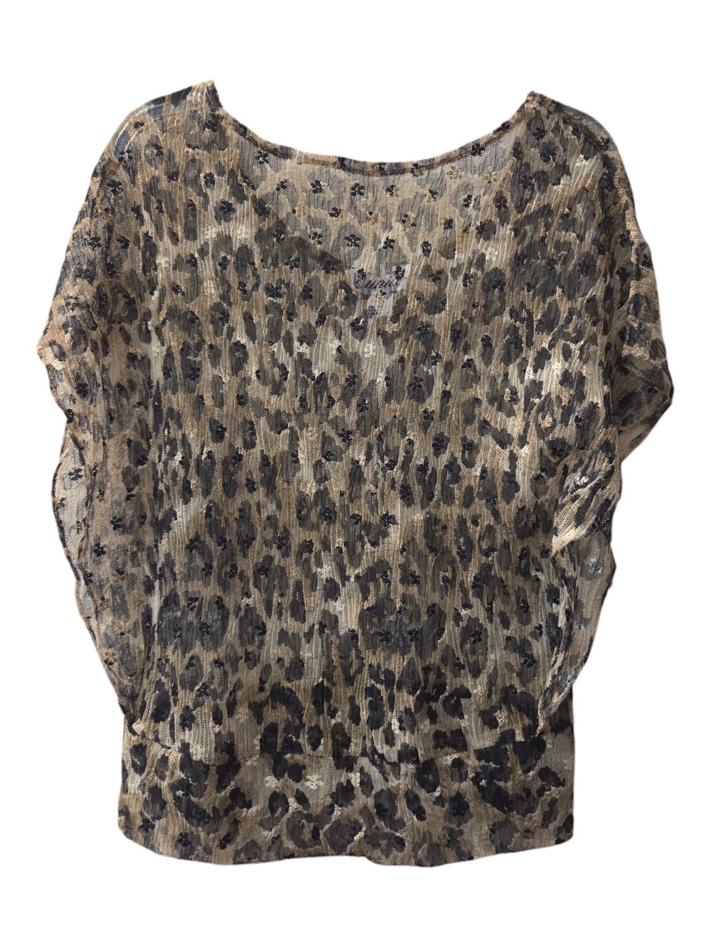 Eunice Leopard Print Dolman Blouse Semi Sheer Top - Size L